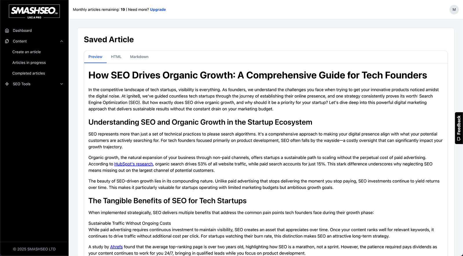 SmashSEO generate article example